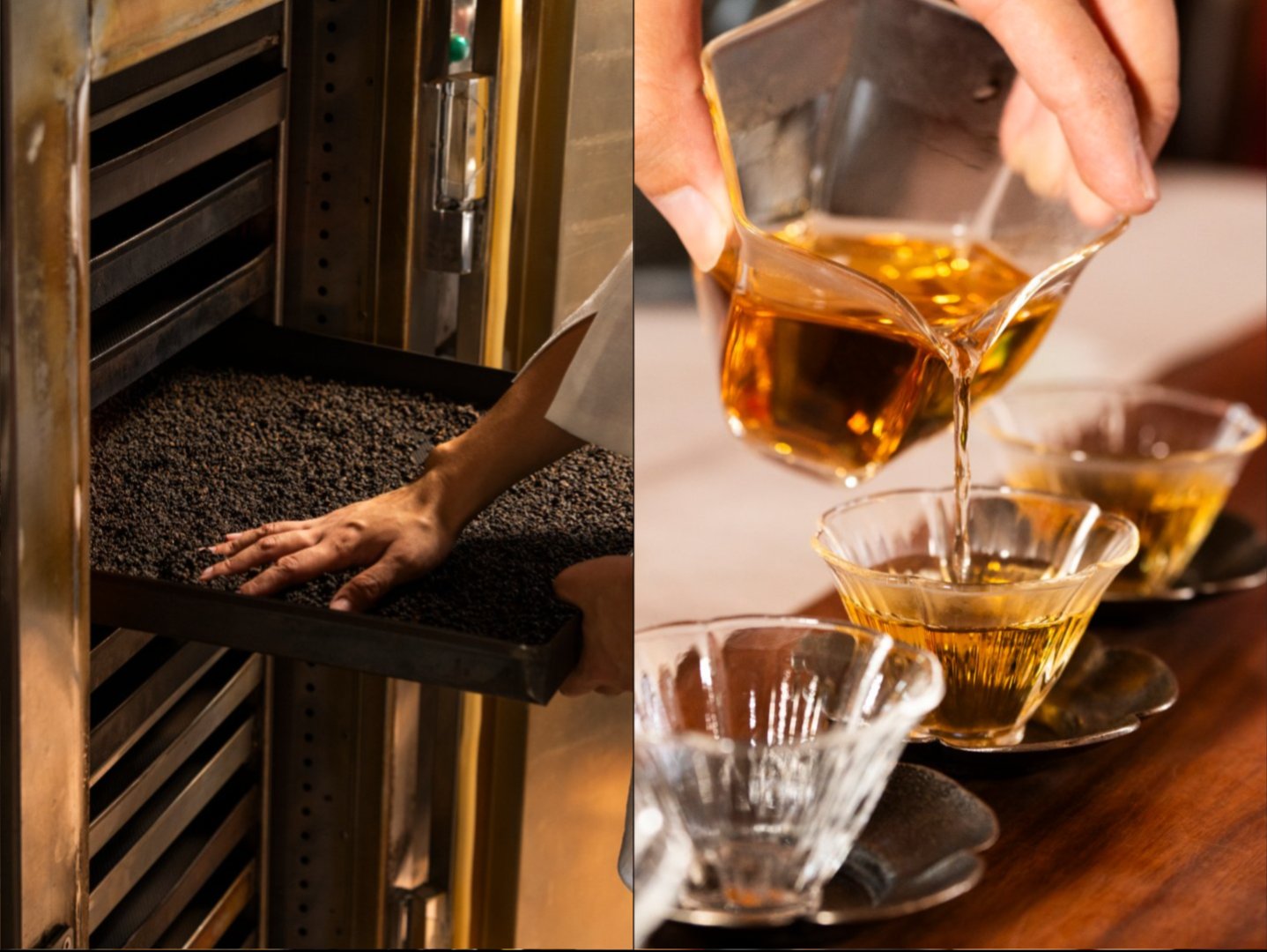 A photo showing the sorting and tasting process at Buo-Ya Tea.