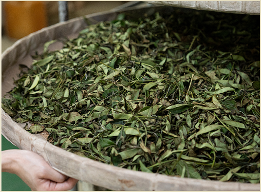 A hand pulling out the bamboo tray.