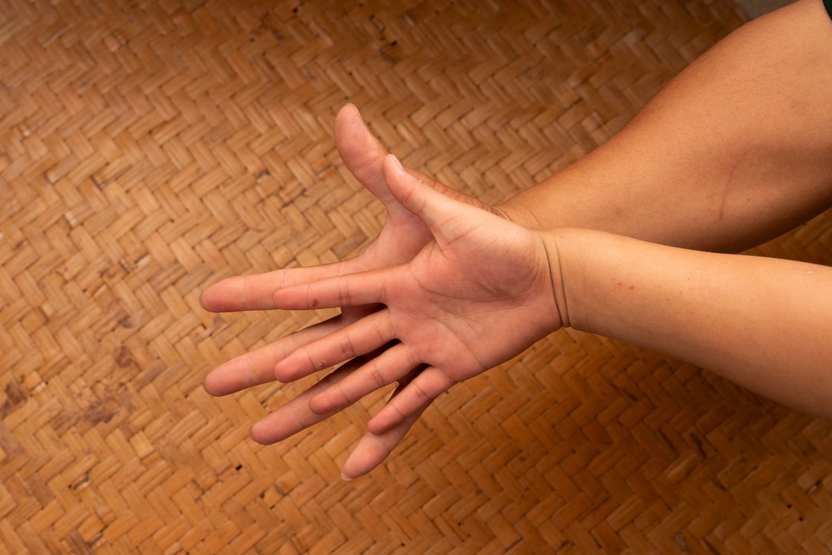 The hand of the owner's with his son's.